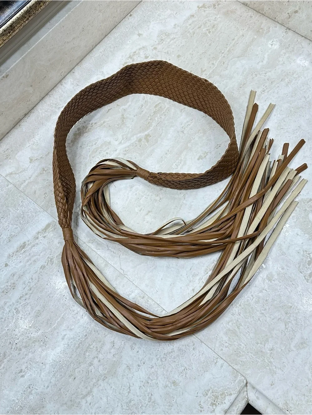 Woven Faux Leather Waist Belt in Cognac🌸